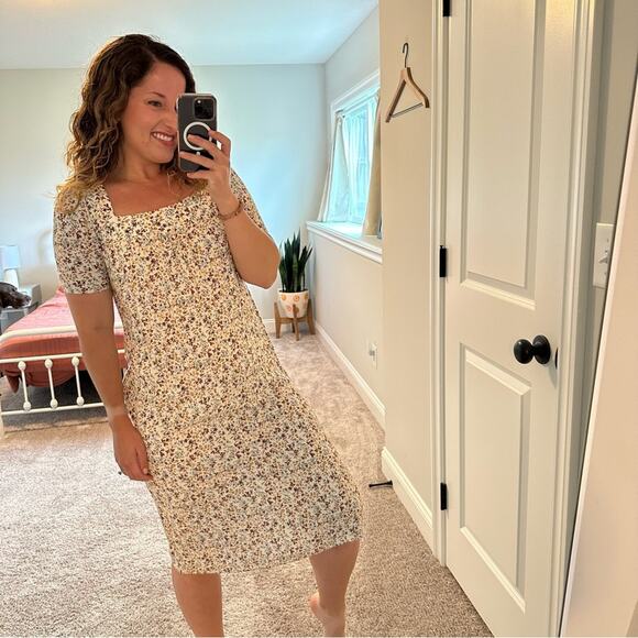 Reformation Jeans Cream Floral Mini Dress XS - Picture 2 of 10